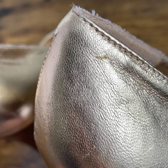 BCBGeneration Gold Metallic ‘Flow’ Peep Toe Heels - Picture 12 of 13